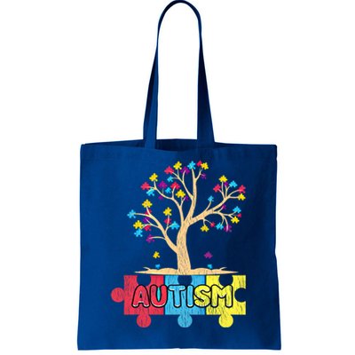 Retro Tree Life Autism Awareness Month Family Matching Gift Tote Bag