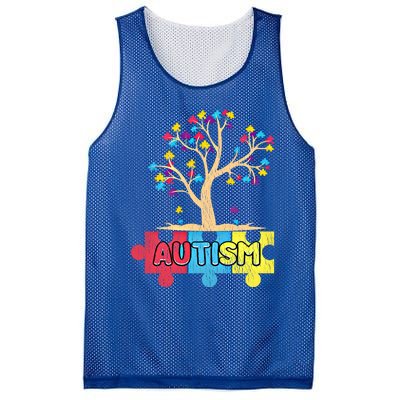 Retro Tree Life Autism Awareness Month Family Matching Gift Mesh Reversible Basketball Jersey Tank