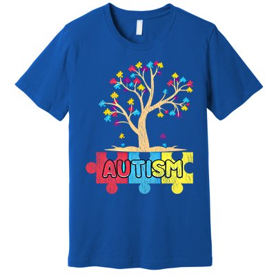 Retro Tree Life Autism Awareness Month Family Matching Gift Premium T-Shirt