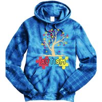 Retro Tree Life Autism Awareness Month Family Matching Gift Tie Dye Hoodie