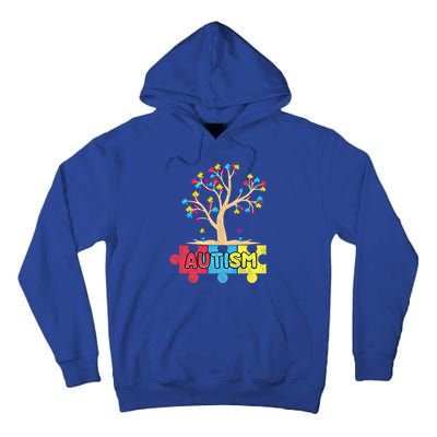 Retro Tree Life Autism Awareness Month Family Matching Gift Tall Hoodie