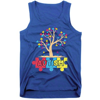 Retro Tree Life Autism Awareness Month Family Matching Gift Tank Top