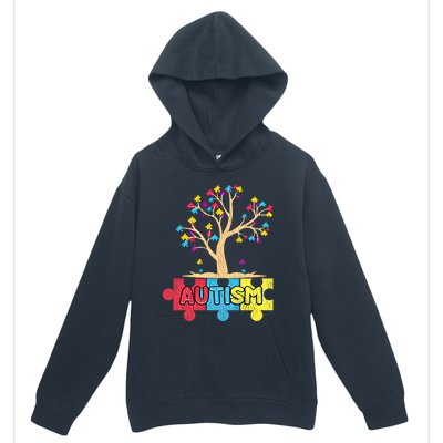 Retro Tree Life Autism Awareness Month Family Matching Gift Urban Pullover Hoodie