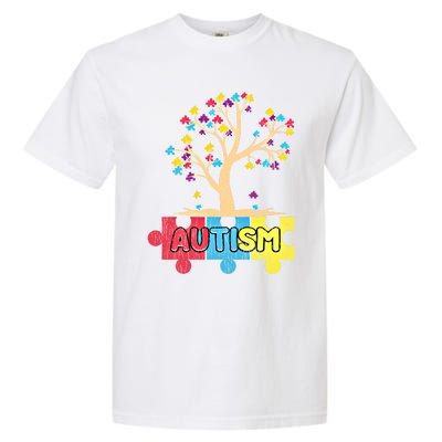 Retro Tree Life Autism Awareness Month Family Matching Gift Garment-Dyed Heavyweight T-Shirt