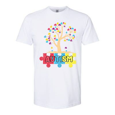 Retro Tree Life Autism Awareness Month Family Matching Gift Softstyle CVC T-Shirt