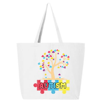 Retro Tree Life Autism Awareness Month Family Matching Gift 25L Jumbo Tote