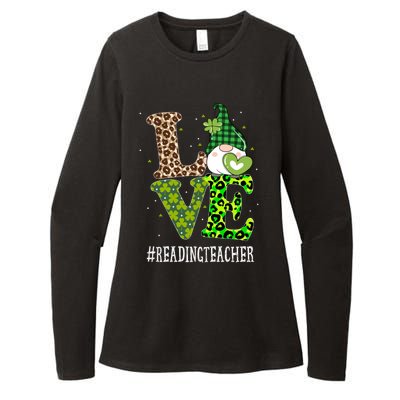 Reading Teacher Love St Patricks Day Gnome Leopard Shamrock Gift Womens CVC Long Sleeve Shirt