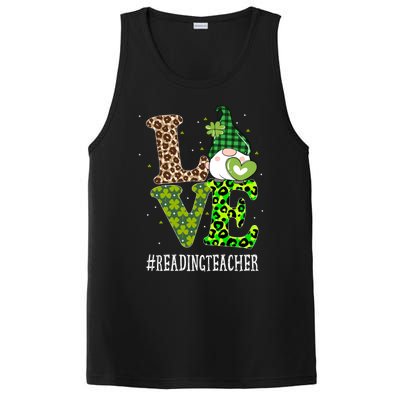 Reading Teacher Love St Patricks Day Gnome Leopard Shamrock Gift PosiCharge Competitor Tank