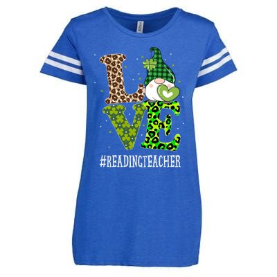 Reading Teacher Love St Patricks Day Gnome Leopard Shamrock Gift Enza Ladies Jersey Football T-Shirt