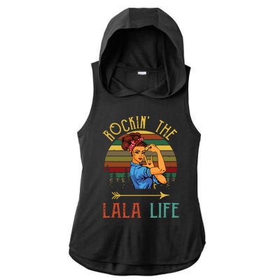 Rockin The Lala Life Grandparents Day For Lala Ladies PosiCharge Tri-Blend Wicking Draft Hoodie Tank