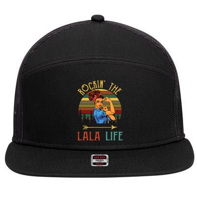 Rockin The Lala Life Grandparents Day For Lala 7 Panel Mesh Trucker Snapback Hat