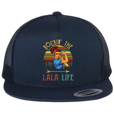 Rockin The Lala Life Grandparents Day For Lala Flat Bill Trucker Hat