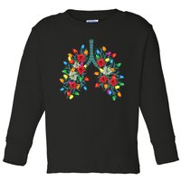 Respiratory Therapy Lung Christmas Light Therapist Funny RN Toddler Long Sleeve Shirt