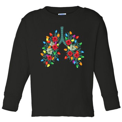 Respiratory Therapy Lung Christmas Light Therapist Funny RN Toddler Long Sleeve Shirt