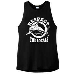 Respect The Locals Shark Ocean Animal Rights Biology Life Ladies PosiCharge Tri-Blend Wicking Tank