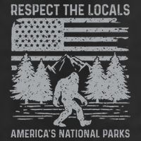Respect The Locals Bigfoot National Park Bigfoot 7 Panel Mesh Trucker Snapback Hat