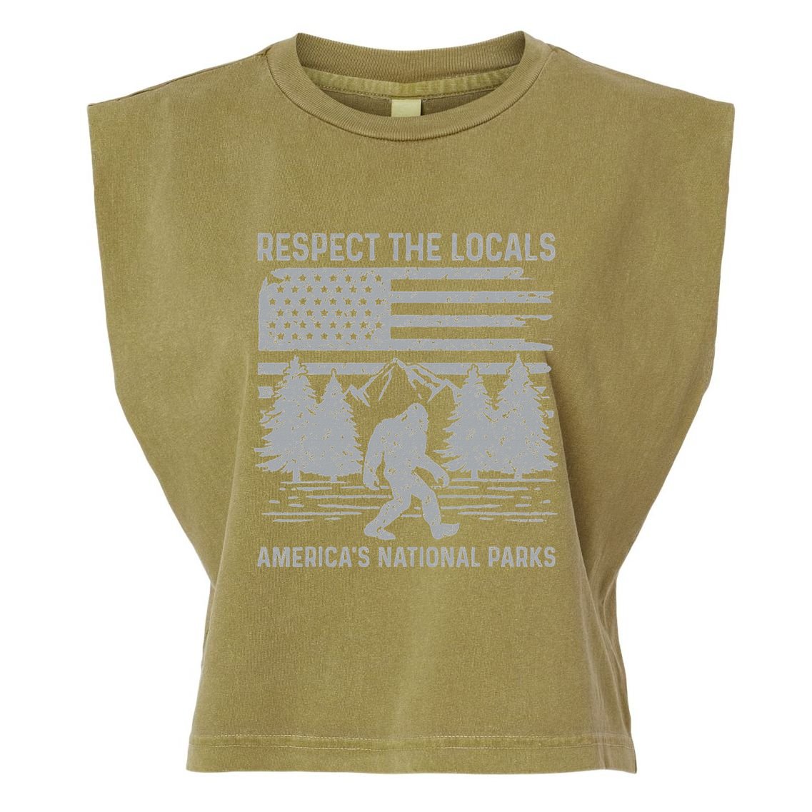 Respect The Locals Bigfoot National Park Bigfoot Garment-Dyed Women's Muscle Tee