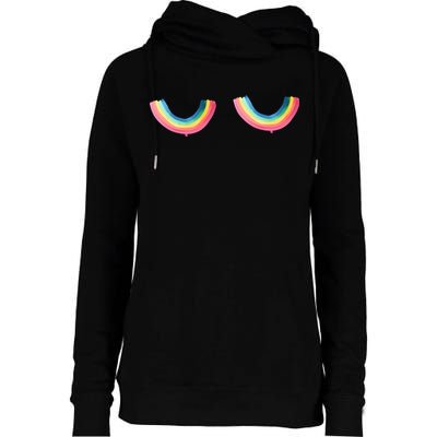 Rainbow Titties Lgbt Queer Womens Funnel Neck Pullover Hood