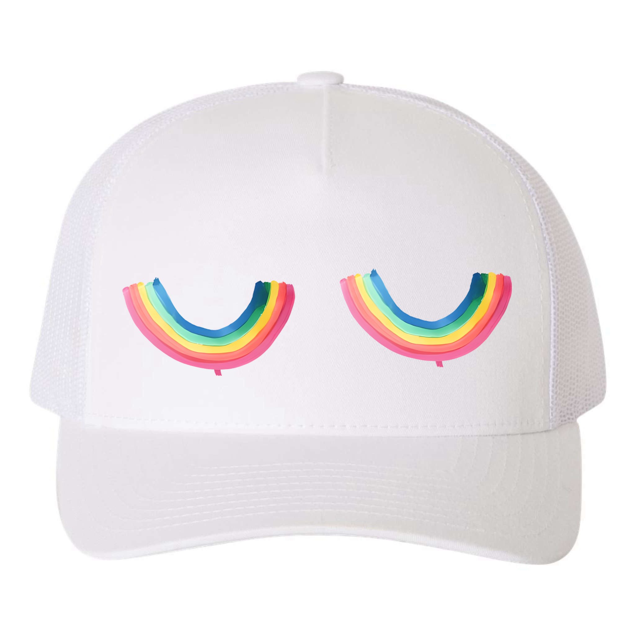 Rainbow Titties Lgbt Queer Yupoong Adult 5-Panel Trucker Hat