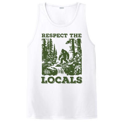 Respect The Locals Big Foot Sasquatch Yeti Walking In The Forest Vintage PosiCharge Competitor Tank