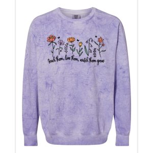 Retro Teacher Life , Floral Flower Colorblast Crewneck Sweatshirt