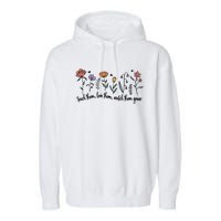 Retro Teacher Life , Floral Flower Garment-Dyed Fleece Hoodie