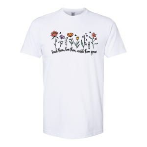 Retro Teacher Life , Floral Flower Softstyle CVC T-Shirt