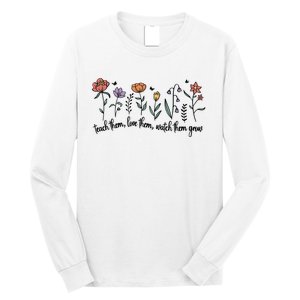 Retro Teacher Life , Floral Flower Long Sleeve Shirt