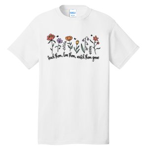 Retro Teacher Life , Floral Flower Tall T-Shirt