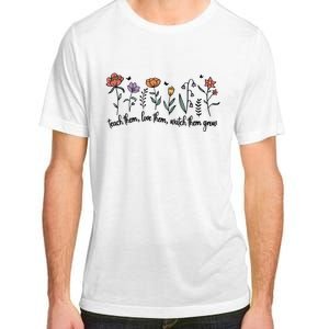 Retro Teacher Life , Floral Flower Adult ChromaSoft Performance T-Shirt