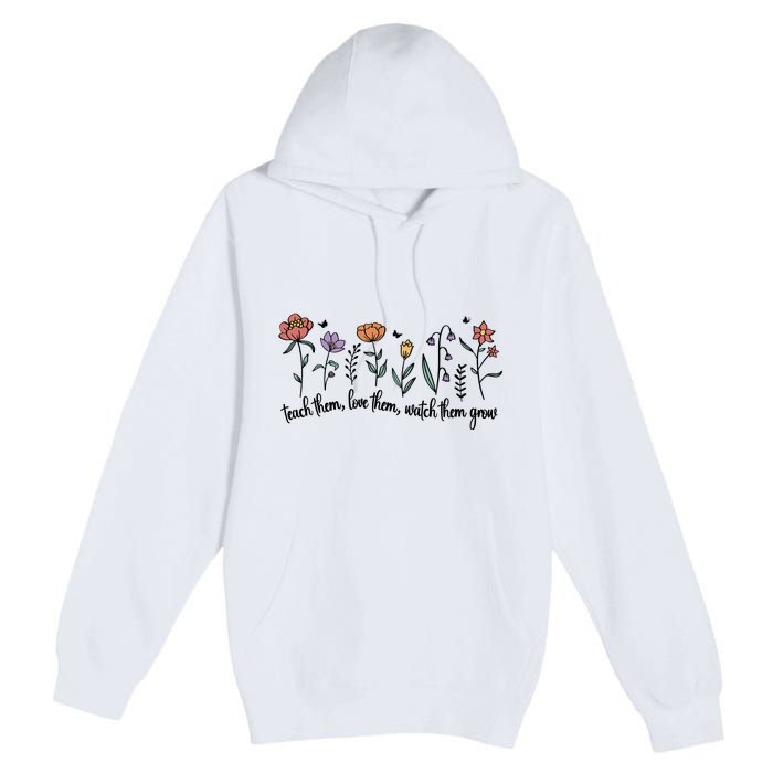 Retro Teacher Life , Floral Flower Premium Pullover Hoodie