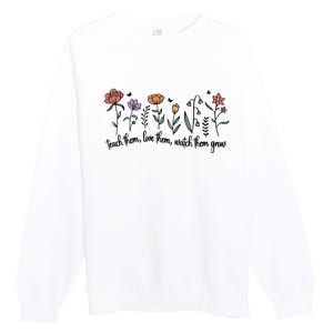 Retro Teacher Life , Floral Flower Premium Crewneck Sweatshirt