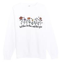 Retro Teacher Life , Floral Flower Premium Crewneck Sweatshirt