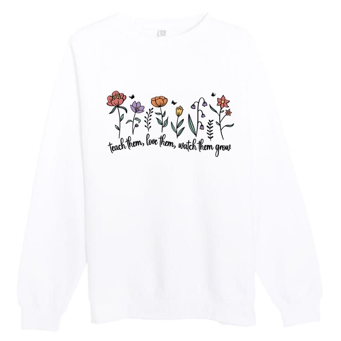 Retro Teacher Life , Floral Flower Premium Crewneck Sweatshirt