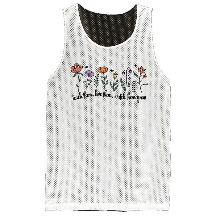 Retro Teacher Life , Floral Flower Mesh Reversible Basketball Jersey Tank