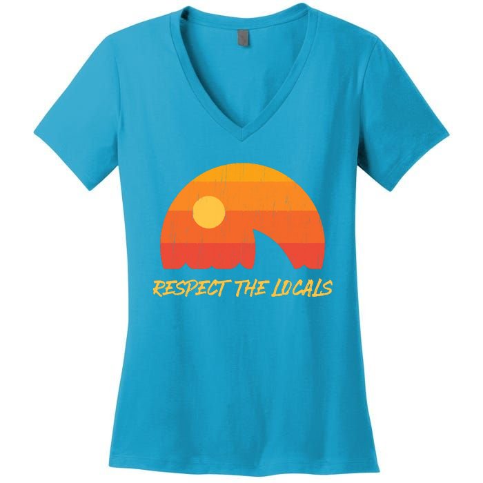 Respect The Locals ✅ Shark Week Women's V-Neck T-Shirt