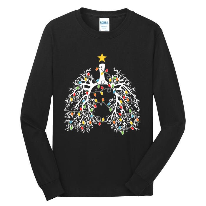 Respiratory Therapist Lung Christmas Light Tall Long Sleeve T-Shirt