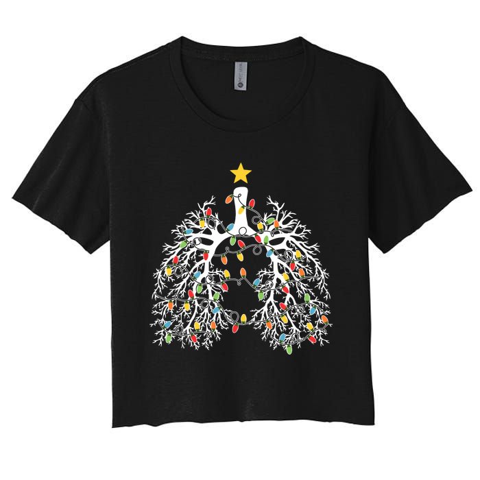 Respiratory Therapist Lung Christmas Light Women's Crop Top Tee