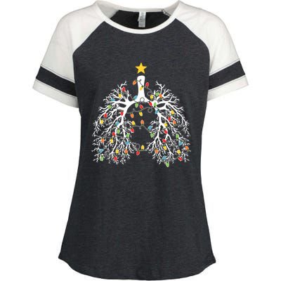 Respiratory Therapist Lung Christmas Light Enza Ladies Jersey Colorblock Tee