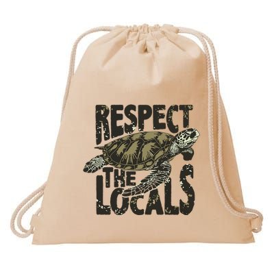 Respect The Locals: Ecofriendly Beach Vibes For Nature Lovers Drawstring Bag