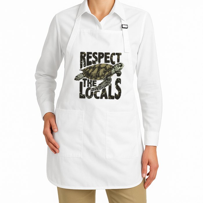 Respect The Locals: Ecofriendly Beach Vibes For Nature Lovers Full-Length Apron With Pockets