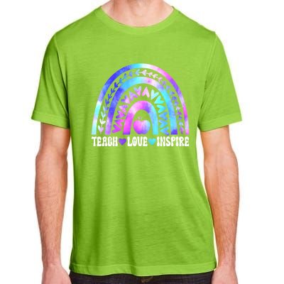 Rainbow Teach Love And Inspire Back To School Teacher Lovers Gift Adult ChromaSoft Performance T-Shirt