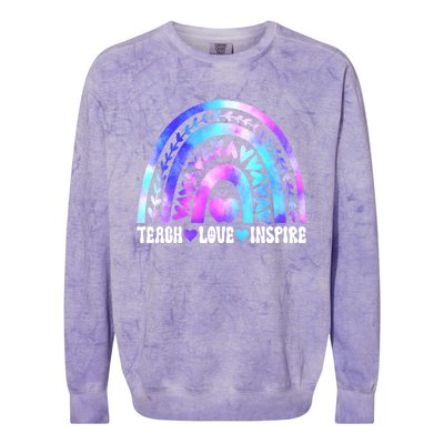 Rainbow Teach Love And Inspire Back To School Teacher Lovers Gift Colorblast Crewneck Sweatshirt