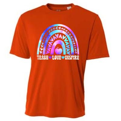 Rainbow Teach Love And Inspire Back To School Teacher Lovers Gift Cooling Performance Crew T-Shirt