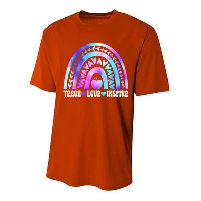 Rainbow Teach Love And Inspire Back To School Teacher Lovers Gift Performance Sprint T-Shirt