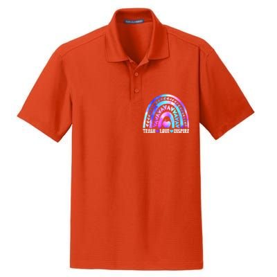 Rainbow Teach Love And Inspire Back To School Teacher Lovers Gift Dry Zone Grid Polo