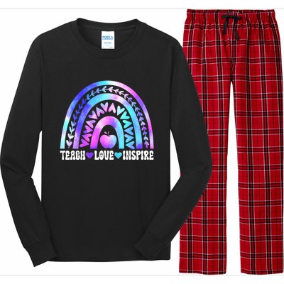 Rainbow Teach Love And Inspire Back To School Teacher Lovers Gift Long Sleeve Pajama Set