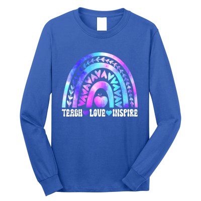 Rainbow Teach Love And Inspire Back To School Teacher Lovers Gift Long Sleeve Shirt