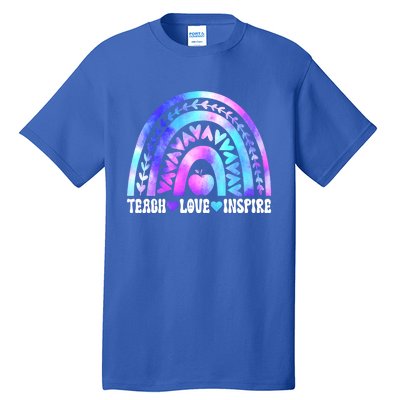 Rainbow Teach Love And Inspire Back To School Teacher Lovers Gift Tall T-Shirt