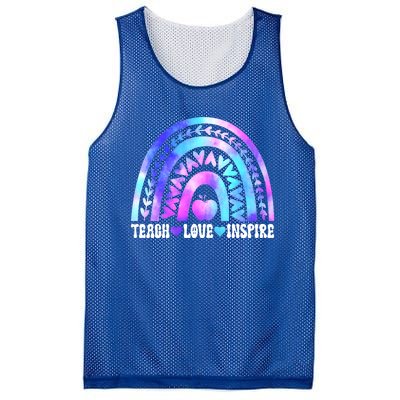 Rainbow Teach Love And Inspire Back To School Teacher Lovers Gift Mesh Reversible Basketball Jersey Tank